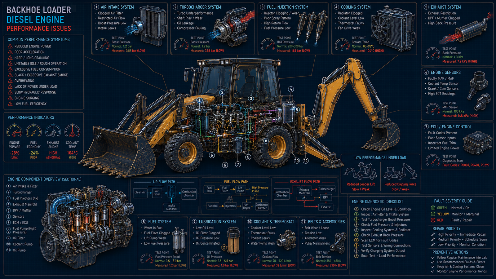Backhoe Loader Diesel Engine Performance Issue