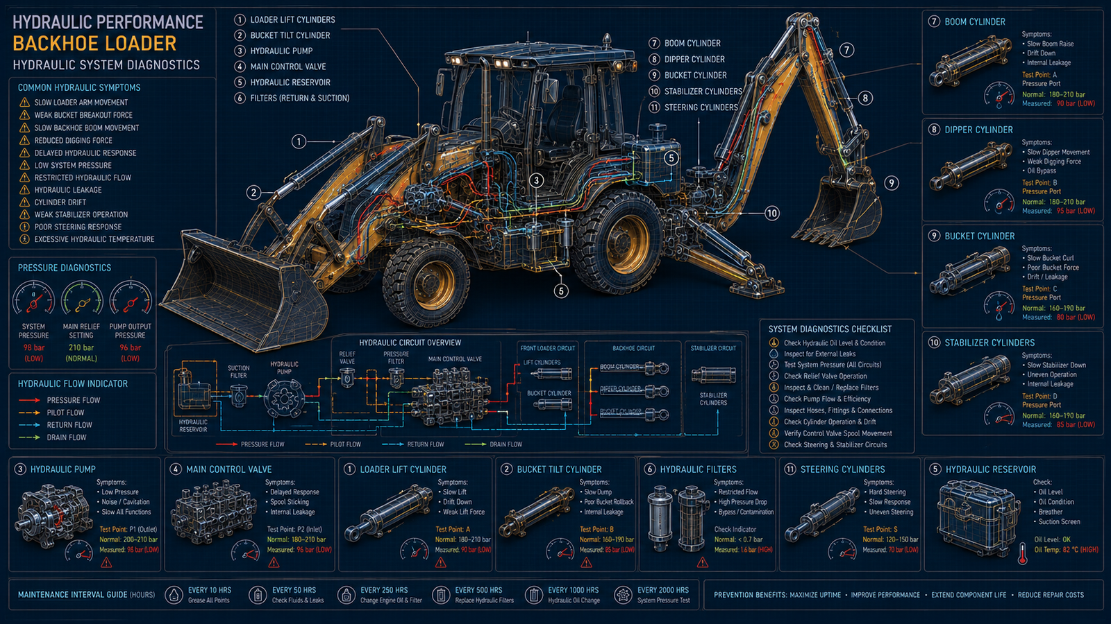 Backhoe Loader Hydraulic Performance Problems