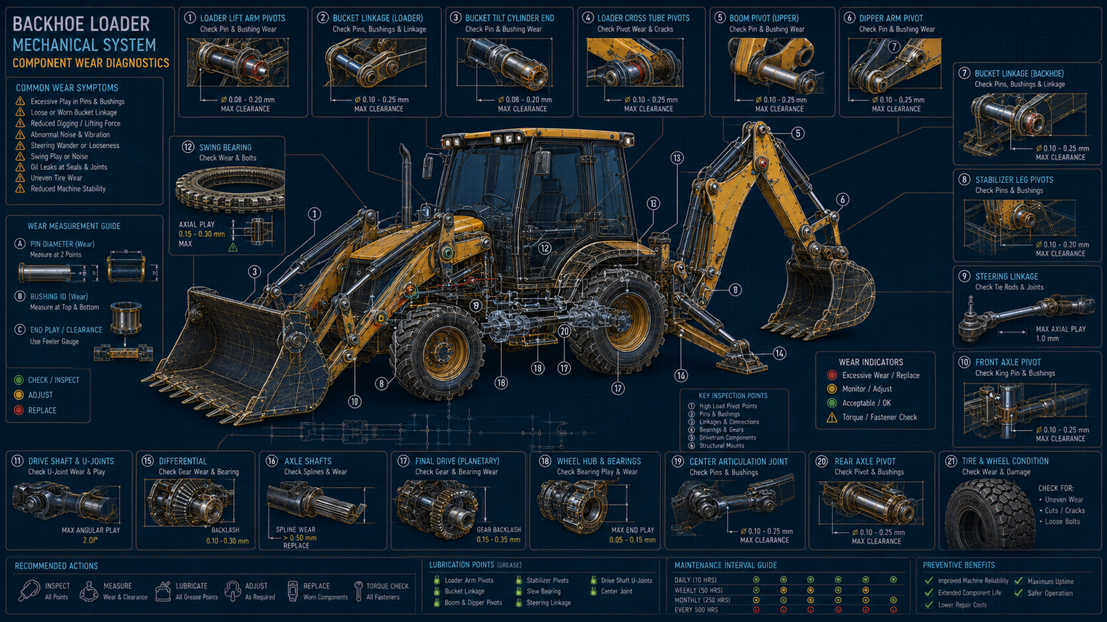 Backhoe Loader Mechanical Component Wear