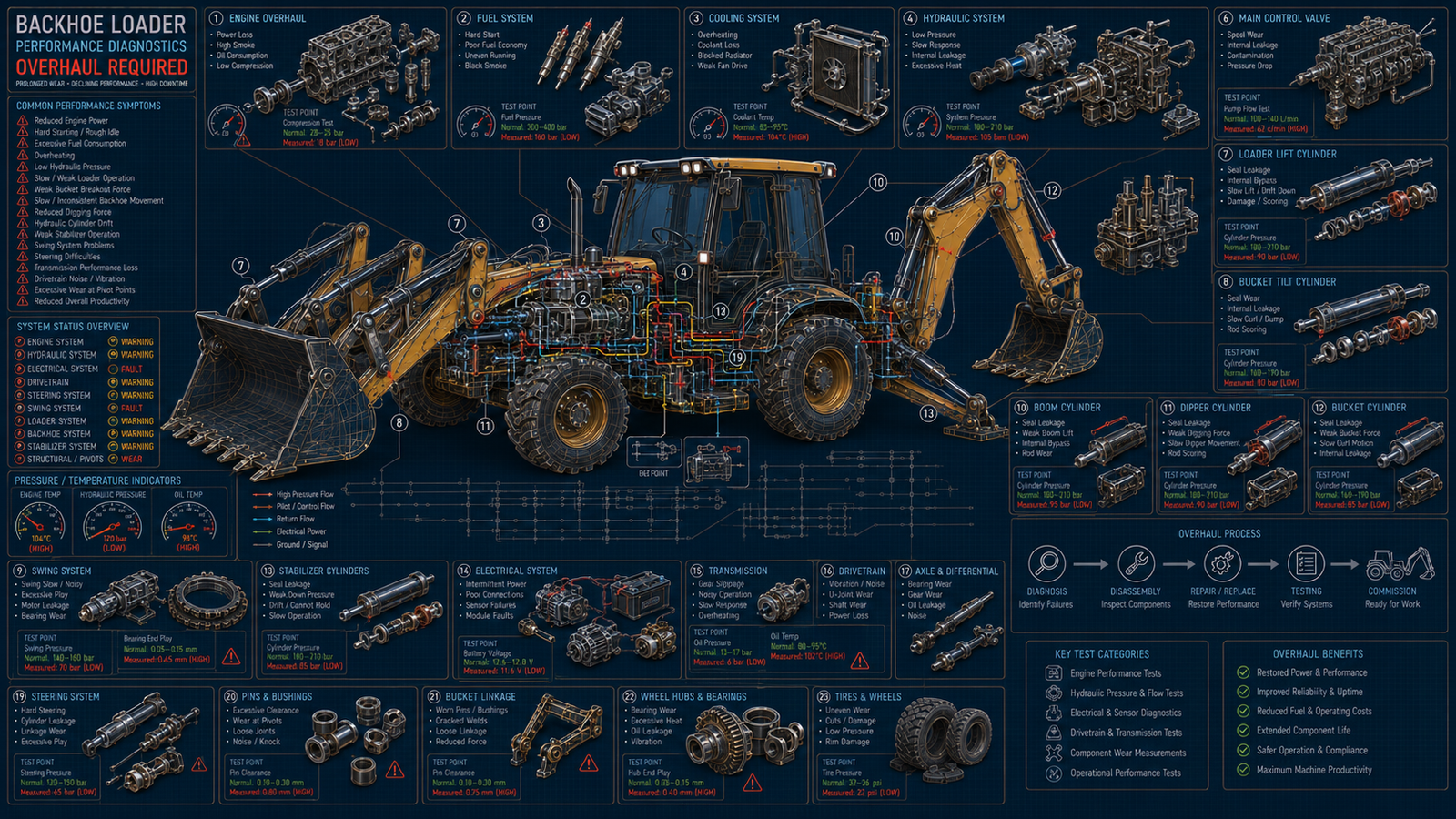 Backhoe Loader Performance issues requiring overhaul