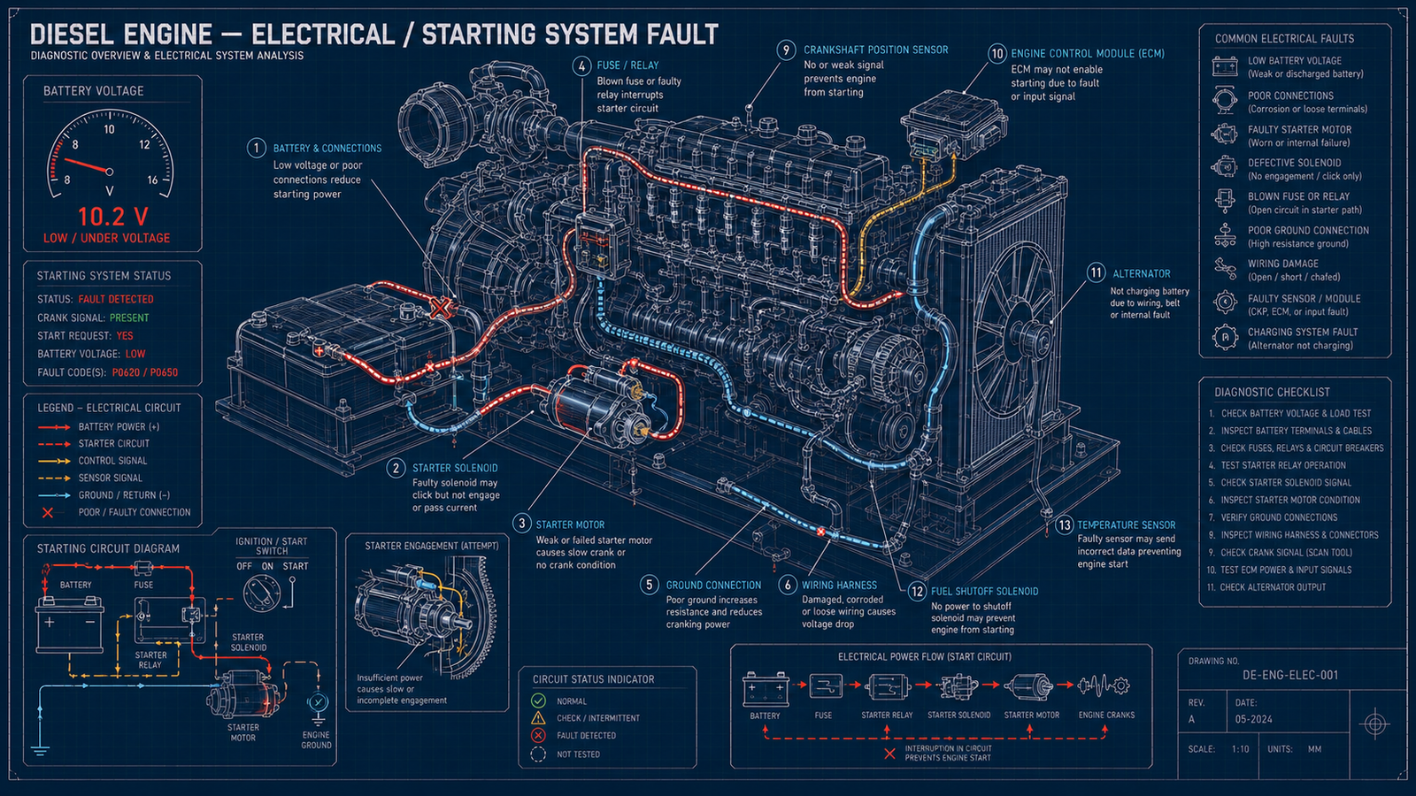 Diesel Engine - Electrical or Starting System Faults