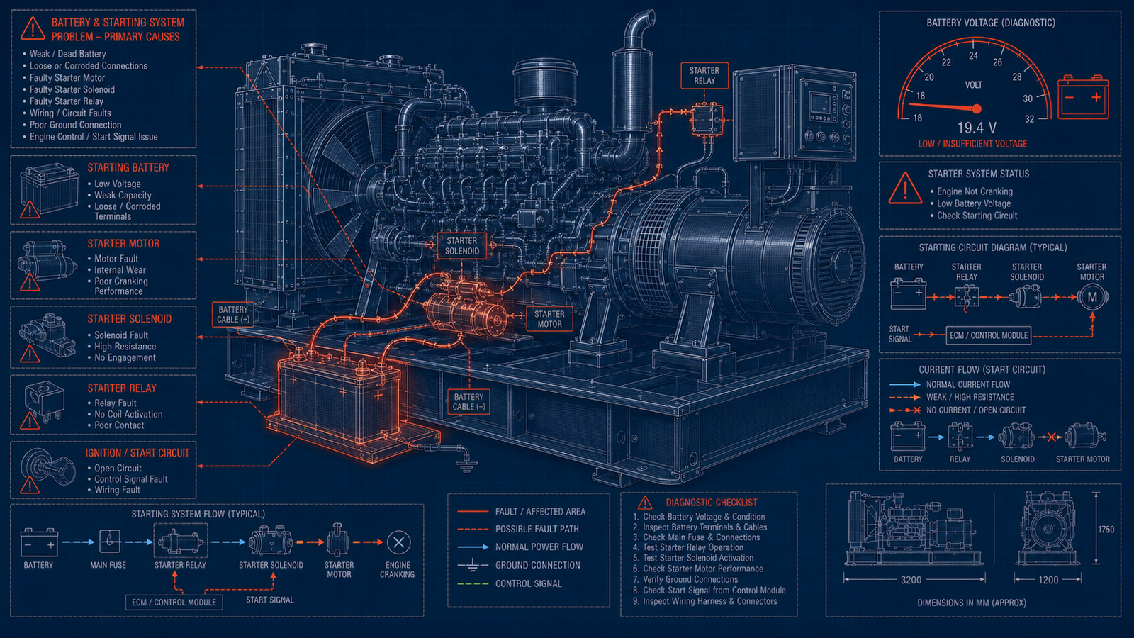 Generator Battery & Starting System Faults
