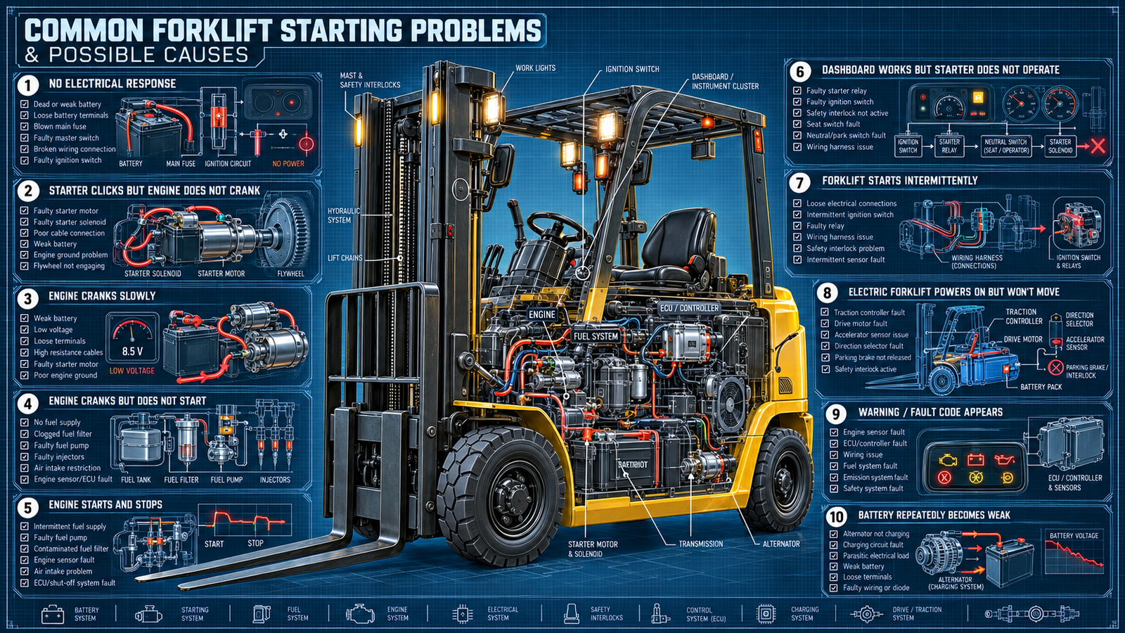 Common Forklift Starting Problems & Possible Causes